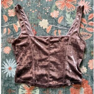 Intimately Free People Velvet Corset Top Mauve Square Neck Sleeveless Small